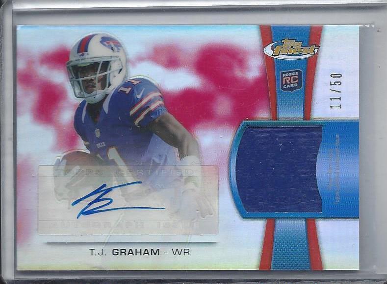 1/1 T.J. GRAHAM 2012 TOPPS FINEST RED REFRACTOR PATCH AUTO RC #D 11/50 (JSY #11)