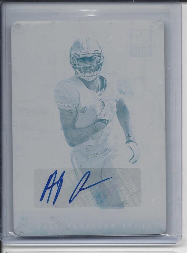 A.J. JENKINS 2012 ELITE CYAN PRINTING PLATE AUTO RC #D 1/1
