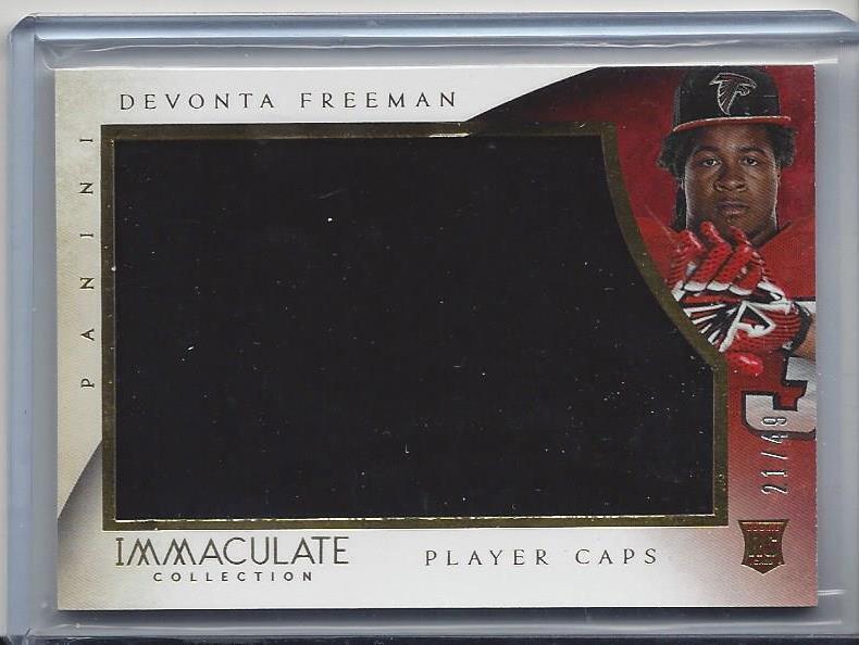 DEVONTA FREEMAN 2014 IMMACULATE PLAYER CAPS JUMBO DRAFT DAY HAT RELIC RC #D /49