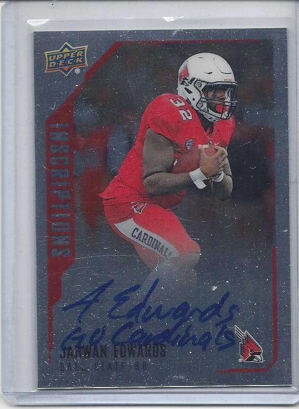 JAHWAN EDWARDS 2015 UPPER DECK INSCRIPTIONS GO CARDINALS BALL ST ONCARD AUTO RC