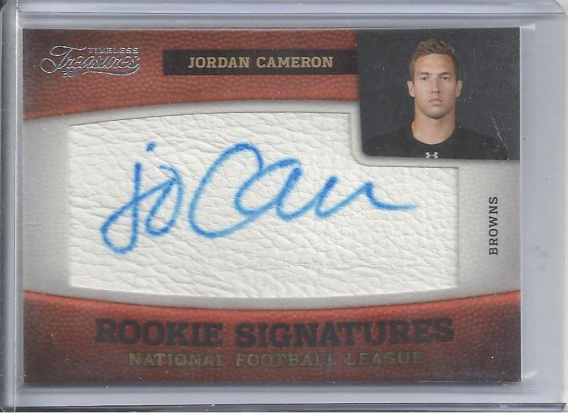 JORDAN CAMERON 2011 TIMELESS TREASURES ROOKIE SIGNATURES ON CARD AUTO RC #D /299