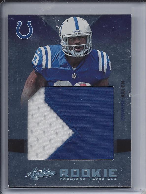 DWAYNE ALLEN 2012 ABSOLUTE JUMBO 2 COLOR COLTS PATCH RC #D 22/25