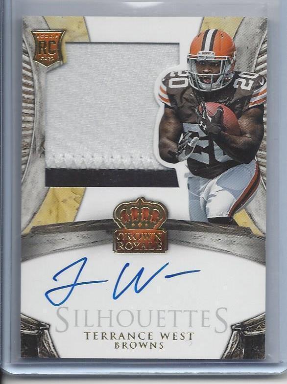 TERRANCE WEST 2014 CROWN ROYALE 2 COLOR BROWNS SILHOUETTE PATCH AUTO RC #D 25/49