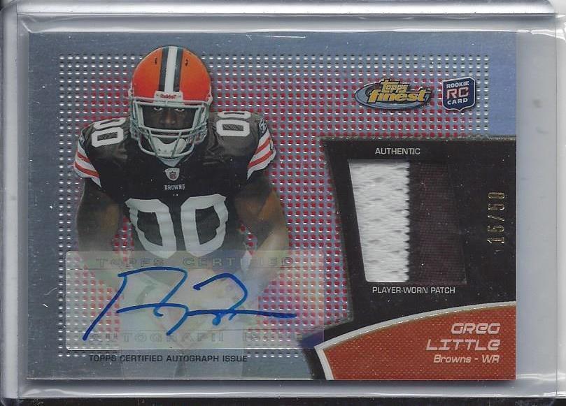 1/1 GREG LITTLE 2011 FINEST RED REFRACTOR RPA PATCH AUTO RC #D 15/50 (15 JSY #)