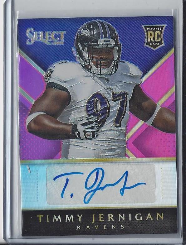 TIMMY JERNIGAN 2014 SELECT PINK PRIZM REFRACTOR RAVENS AUTO RC #D 98/199