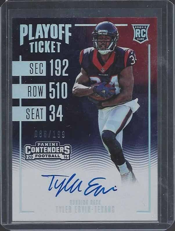 TYLER ERVIN 2016 PANINI CONTENDERS TEXANS ON CARD PLAYOFF TICKET AUTO RC #D /199