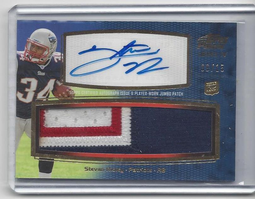 STEVAN RIDLEY 2011 TOPPS PRIME LEVEL 4 (IV) JUMBO SICK 3 COLOR PATCH AUTO RC /15