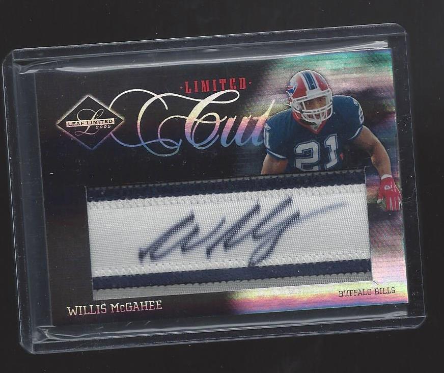 WILLIS MCGAHEE 2005 LEAF LIMITED CUTS JUMBO ON CARD 3 COLOR PATCH AUTO #D 4/100