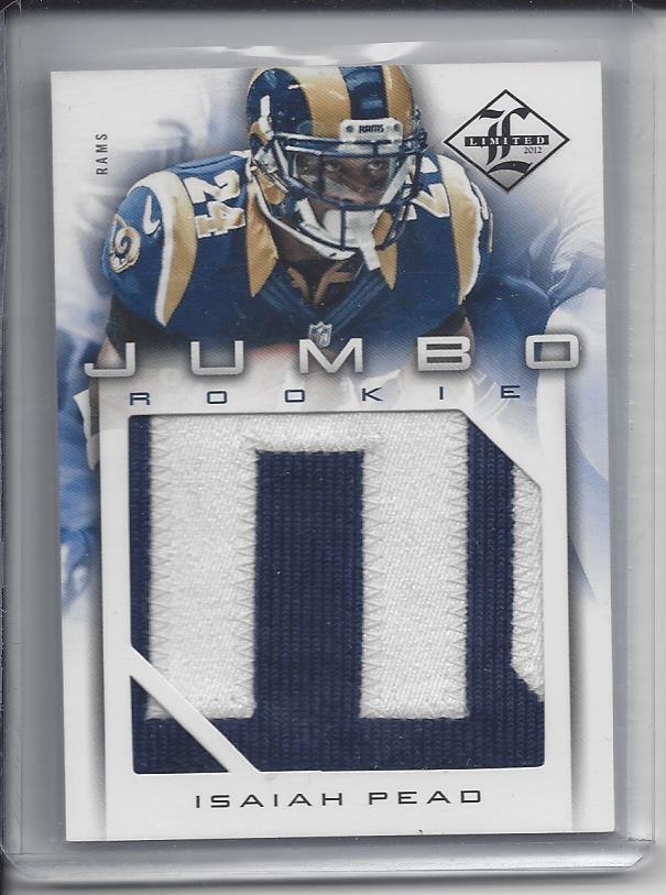 ISAIAH PEAD 2012 LIMITED JUMBO ROOKIE NAMEPLATE PATCH RC #D 37/49