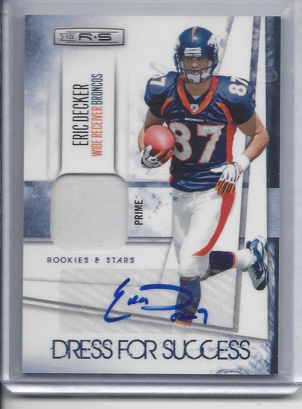 ERIC DECKER 2010 ROOKIES & STARS DRESS FOR SUCCESS PATCH AUTO RC #D 3/10