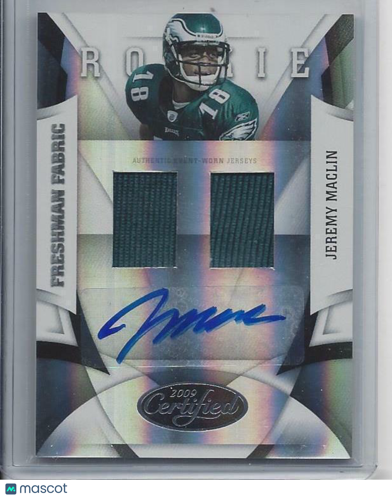 JEREMY MACLIN 2009 CERTIFIED FRESHMAN FABRIC DUAL JERSEY AUTO RC #D 121/249