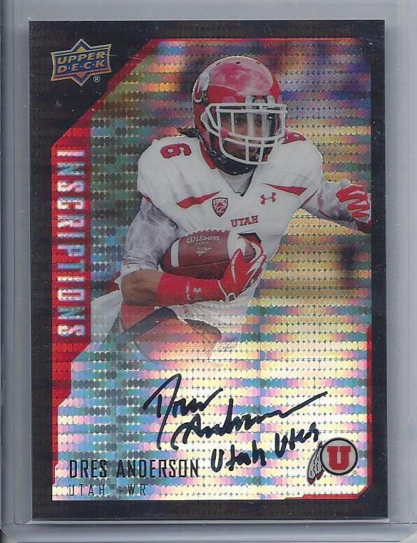 DRES ANDERSON 2015 UPPER DECK INSCRIPTIONS BLACK PULSAR REFRACTOR AUTO RC #D /25
