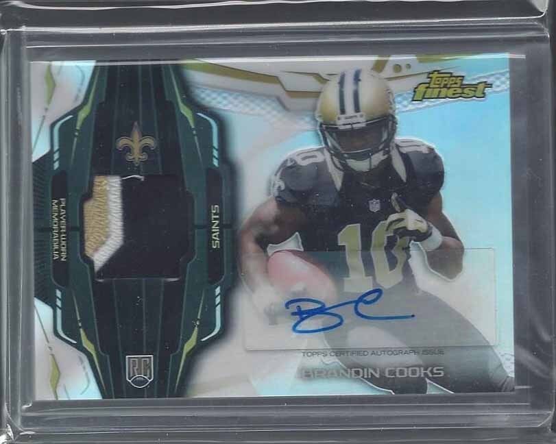 BRANDIN COOKS 2014 TOPPS FINEST RPA REFRACTOR ROOKIE PATCH AUTO RC