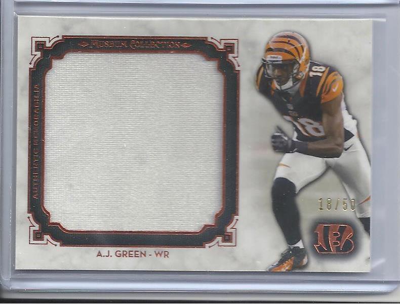 1/1 A.J. GREEN 2013 TOPPS MUSEUM JUMBO GAME USED JERSEY #D 18/50 (JERSEY #18!!)