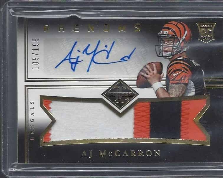 A.J. McCARRON 2014 LIMITED PHENOMS JUMBO 3 COLOR 5 BREAK PATCH AUTO RC #D /199