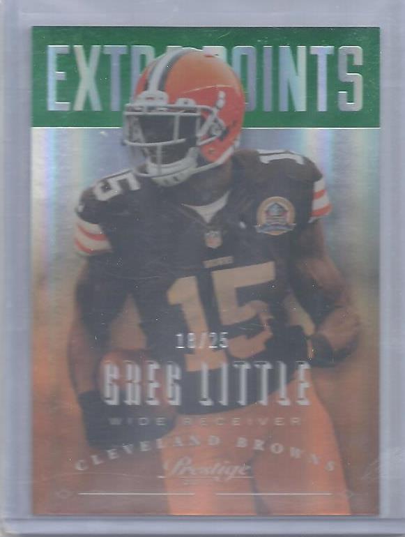 1/1 GREG LITTLE 2013 PRESTIGE EXTRA POINTS GREEN PARALLEL #D 18/25 (JERSEY #18)