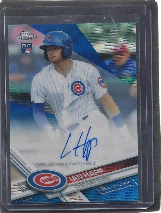 IAN HAPP 2017 TOPPS CHROME BLUE WAVE REFRACTOR ROOKIE ON CARD AUTO RC #D 17/75