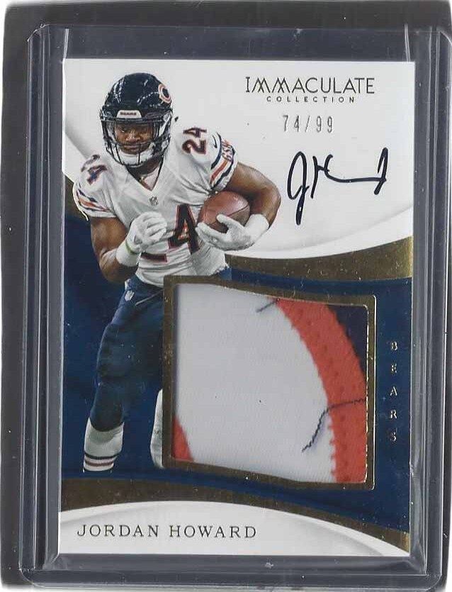 JORDAN HOWARD 2017 IMMACULATE PREMIUM 3 COLOR JUMBO BEARS PATCH AUTO #D 74/99