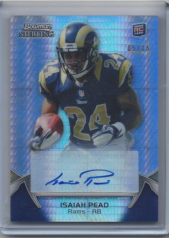 ISAIAH PEAD 2012 BOWMAN STERLING PULSAR REFRACTOR RAMS ROOKIE AUTO RC #D 5/15