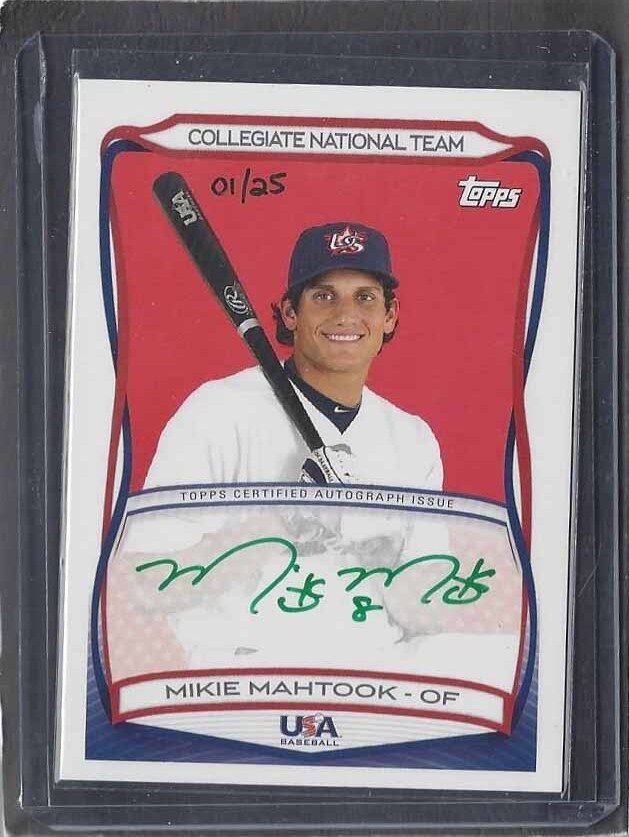 MIKIE MAHTOOK 2010 TOPPS USA COLLEGIATE NATIONAL TEAM GREEN INK AUTO #D 1/25