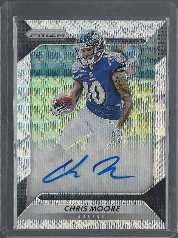 CHRIS MOORE 2016 PANINI PRIZM BLUE WAVE PRIZMS RAVENS AUTO RC #D 95/149