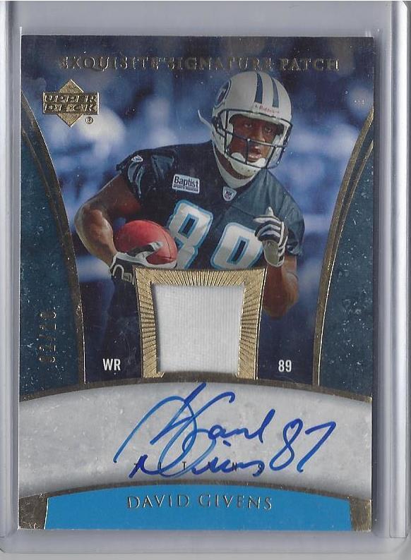 DAVID GIVENS 2006 EXQUISITE SIGNATURE GOLD PATCH ON CARD AUTO #D /10
