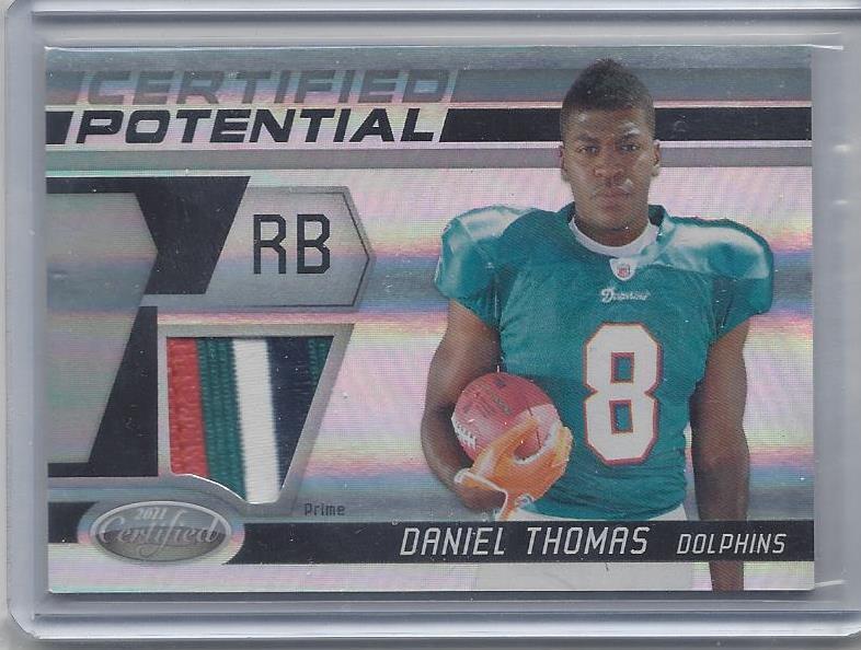 DANIEL THOMAS 2011 CERTIFIED POTENTIAL 4 COLOR DOLPHINS PATCH RC #D /50