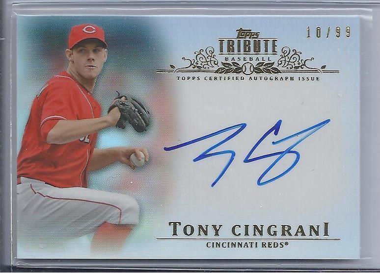 TONY CINGRANI 2013 TOPPS TRIBUTE CINCINNATI REDS ON CARD AUTO #D /99