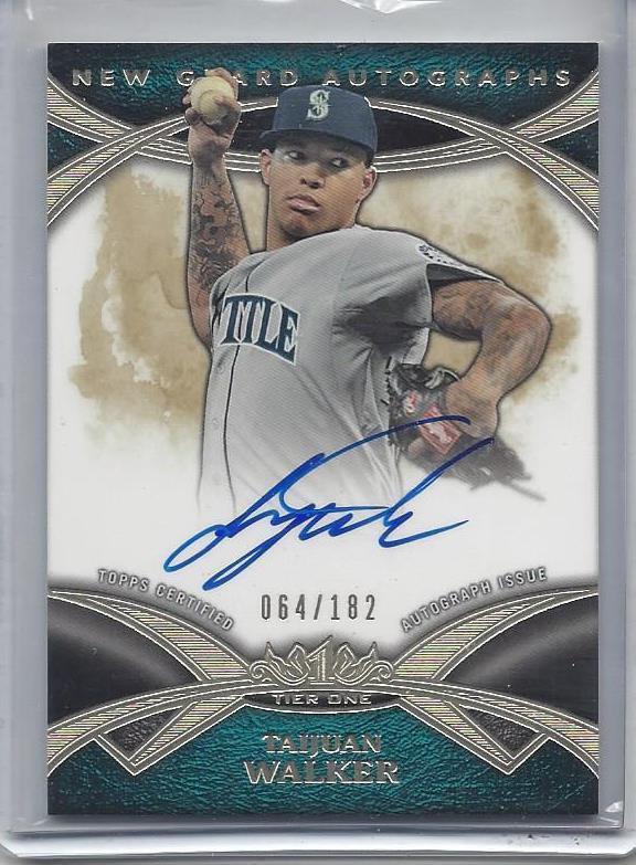 TAIJUAN WALKER 2014 TOPPS TIER ONE NEW GUARD MARINERS ON CARD AUTO RC #D /182