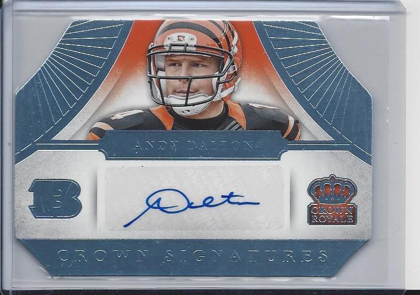 ANDY DALTON 2014 CROWN ROYALE CROWN SIGNATURES PLATINUM DIE CUT AUTO #D 5/5