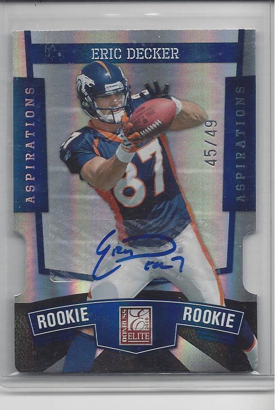 ERIC DECKER 2010 DONRUSS ELITE ASPIRATIONS BLUE DIE CUT AUTO RC #D 45/49