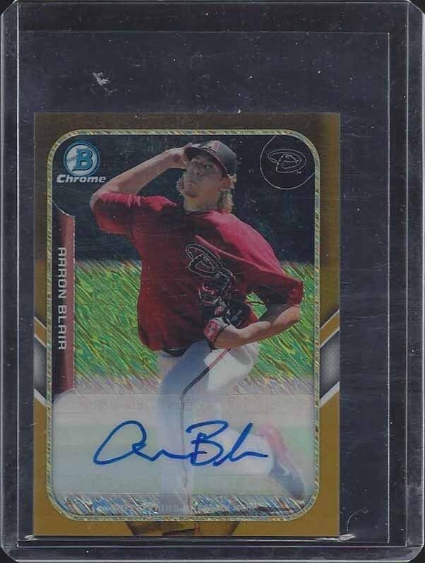 AARON BLAIR 2015 BOWMAN CHROME MINI GOLD WAVE REFRACTOR PROSPECT AUTO #D 13/50