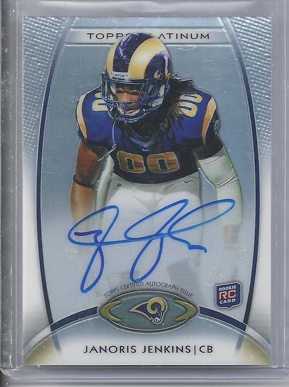 JANORIS JENKINS 2012 TOPPS PLATINUM REFRACTOR RAMS ON CARD AUTO RC #136