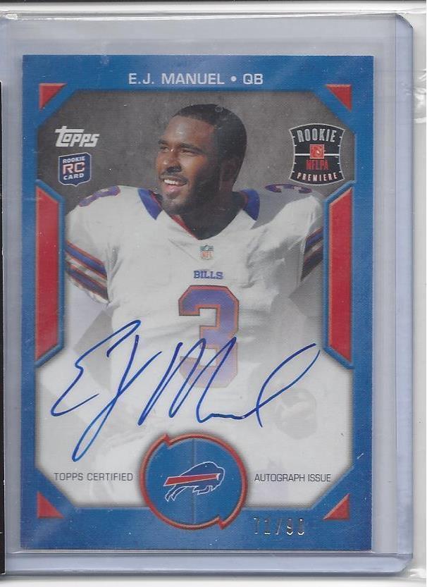 E.J. MANUEL 2013 TOPPS ROOKIE PREMIERE PHOTOSHOOT ON CARD AUTO RC #D /90