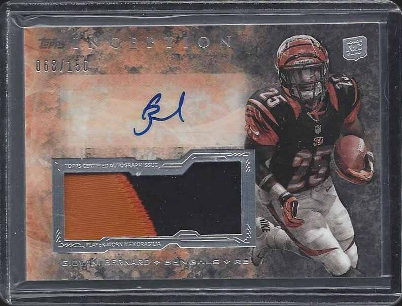 GIOVANI BERNARD 2013 TOPPS INCEPTION RPA 3 COLOR PATCH AUTO RC #D /150