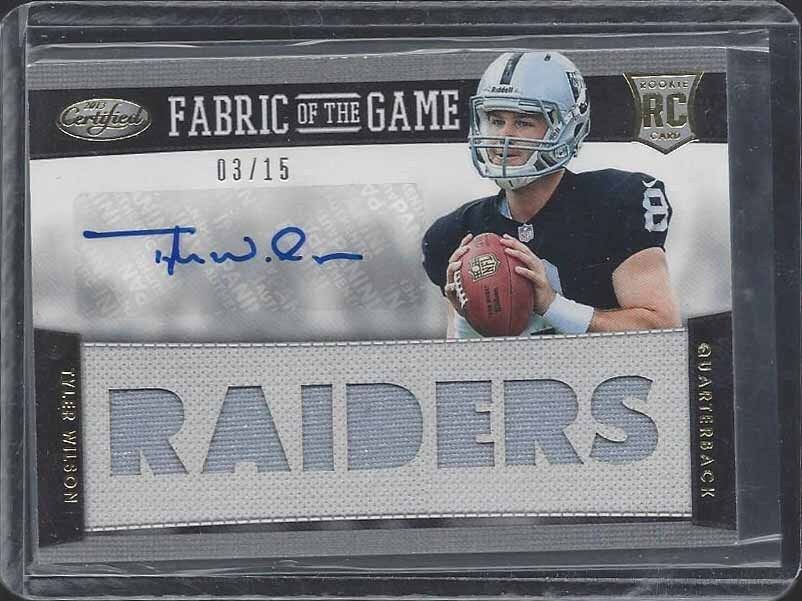 TYLER WILSON 2013 CERTIFIED FABRIC OF THE GAME DIE CUT GOLD JERSEY AUTO RC 3/15
