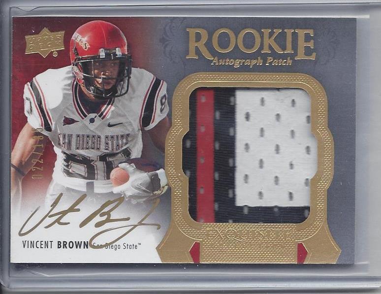 VINCENT BROWN 2011 UD EXQUISITE RPA 3 COLOR PATCH AUTO RC #D 22/135