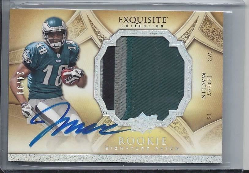 JEREMY MACLIN 2009 UD EXQUISITE RPA 4 COLOR PLATINUM FOIL PATCH AUTO RC #D 24/99