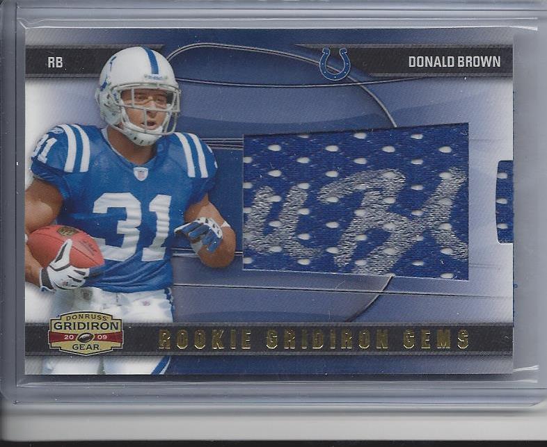 DONALD BROWN 2009 GRIDIRON GEAR GEMS PULLOUT JERSEY AUTO RC #D 99/100