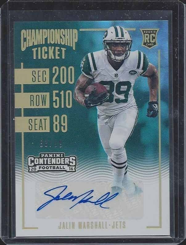 JALIN MARSHALL 2016 PANINI CONTENDERS JETS CHAMPIONSHIP TICKET AUTO RC #D /99