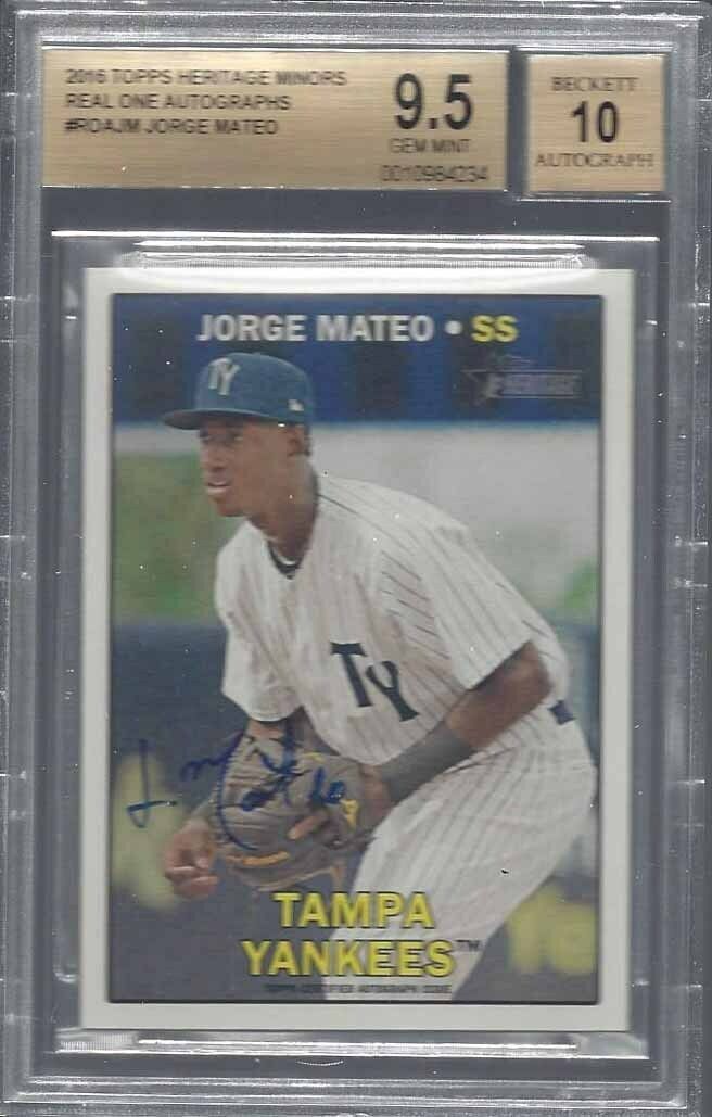 JORGE MATEO 2016 TOPPS HERITAGE MINORS REAL ONE AUTO PROSPEC BGS 9.5 10 AU POP 2