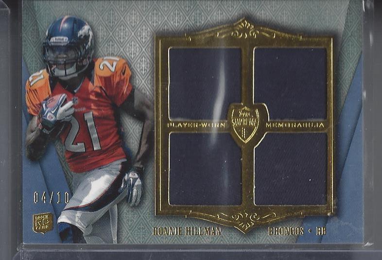 RONNIE HILLMAN 2012 TOPPS SUPREME QUAD JERSEY RC #D 4/10