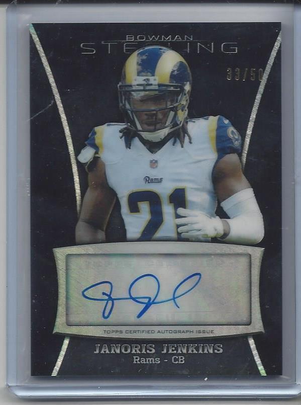 JANORIS JENKINS 2013 BOWMAN STERLING BLACK REFRACTOR RAMS AUTO #D 33/50