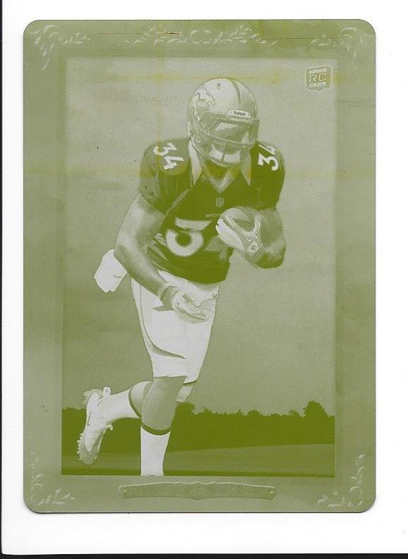 RONNIE HILLMAN 2012 TOPPS TURKEY RED YELLOW PRINTING PLATE RC #D 1/1