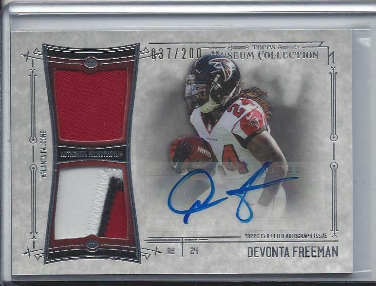 DEVONTA FREEMAN 2014 TOPPS MUSEUM DUAL 3 COLOR PATCH AUTO RC #D /200