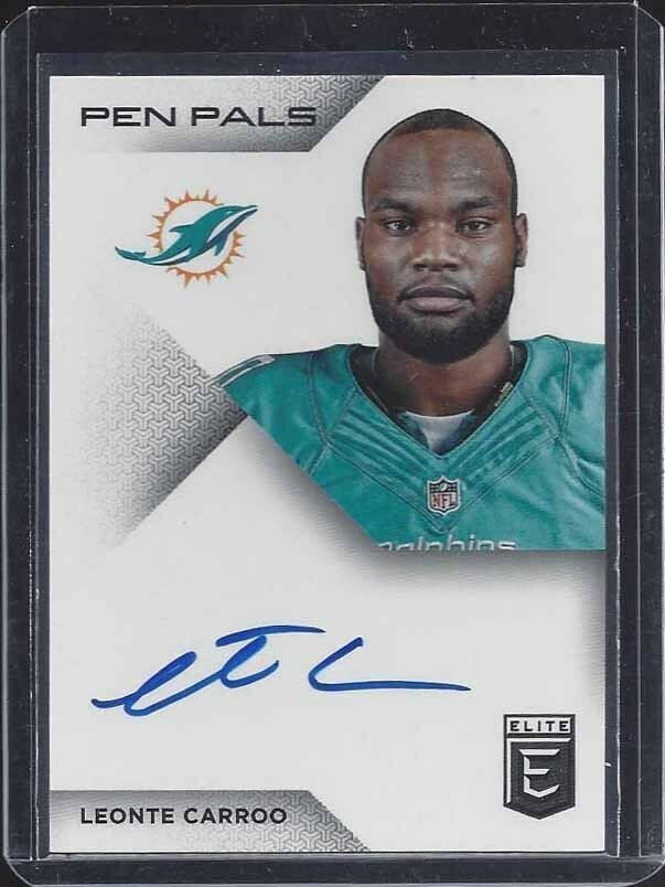 LEONTE CARROO 2016 ELITE PEN PALS DOLPHINS ON CARD ROOKIE AUTO RC