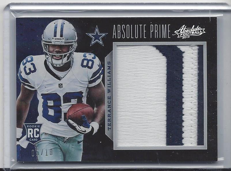 TERRANCE WILLIAMS 2013 ABSOLUTE PRIME JUMBO 4 BREAK 2 COLOR COWBOYS PATCH RC /10