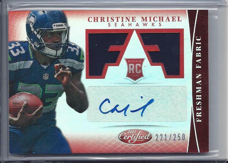 CHRISTINE MICHAEL 2013 CERTIFIED FRESHMAN FABRIC RED DUAL JERSEY AUTO RC #D /250