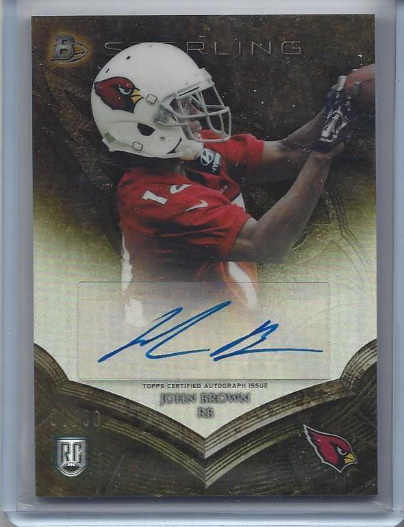 JOHN BROWN 2014 BOWMAN STERLING CARDINALS GOLD REFRACTOR AUTO RC #D 87/99