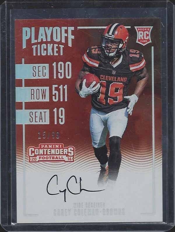 COREY COLEMAN 2016 CONTENDERS PLAYOFF TICKET ON CARD ROOKIE AUTO RC #D /99